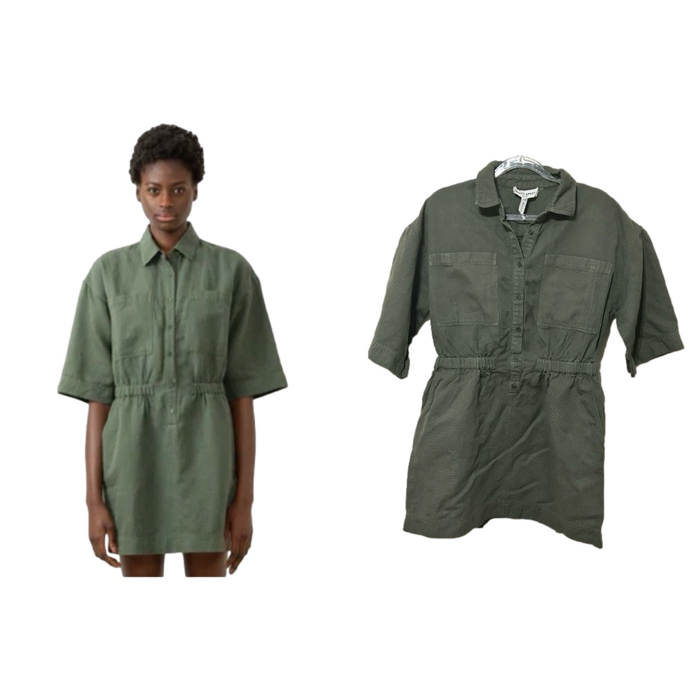🐢A piece APART green Utility Jacket Dress size S GUC